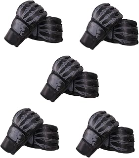 VANZACK 5 Pares De Luvas De Boxe Esportivas Luvas De Saco De Boxe Acessórios Esportivos Luvas Sem Dedos Pretas Luvas De Saco De Boxe Kickboxing Luvas De Sparring Pu Luvas Portáteis Meias