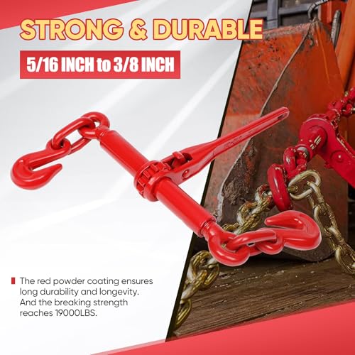 Image of Dollate 2 Pack 5 /16 inch to 3 /8 inch Ratchet Chain Binders, Ratchet Binders with 5400 Lbs Working Load Limit, Load Binders Compatible with G70 & G80 Chains, Secure Tie Down Binder for Hauling and Towing