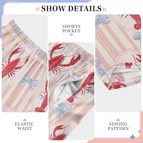 ALAZA Blue Bow Lobster Striped Pajama Lounge Pants Long Sleep Pajama Bottoms with Pockets4