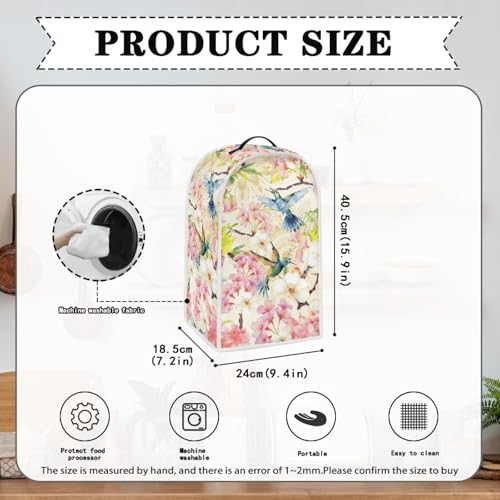 Image of Talayituse Hummingbird Bohemian Cherry Blossom Print Blender Dust Cover, Fingerprint Protection Cover for Stand Mixer or Coffee Machine, Home Kitchen Appliance Covers for Stain Dust Resistant Supplies