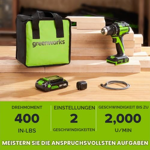 Greenworks Neues 45Nm Bohrschrauber Set mit 2ah USB Akkus und 30W Ladegerät – Ansicht 4