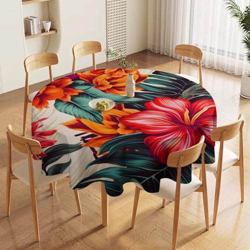 Nappe ronde imperméable 127cm à motif fleurs pour table de buffet
