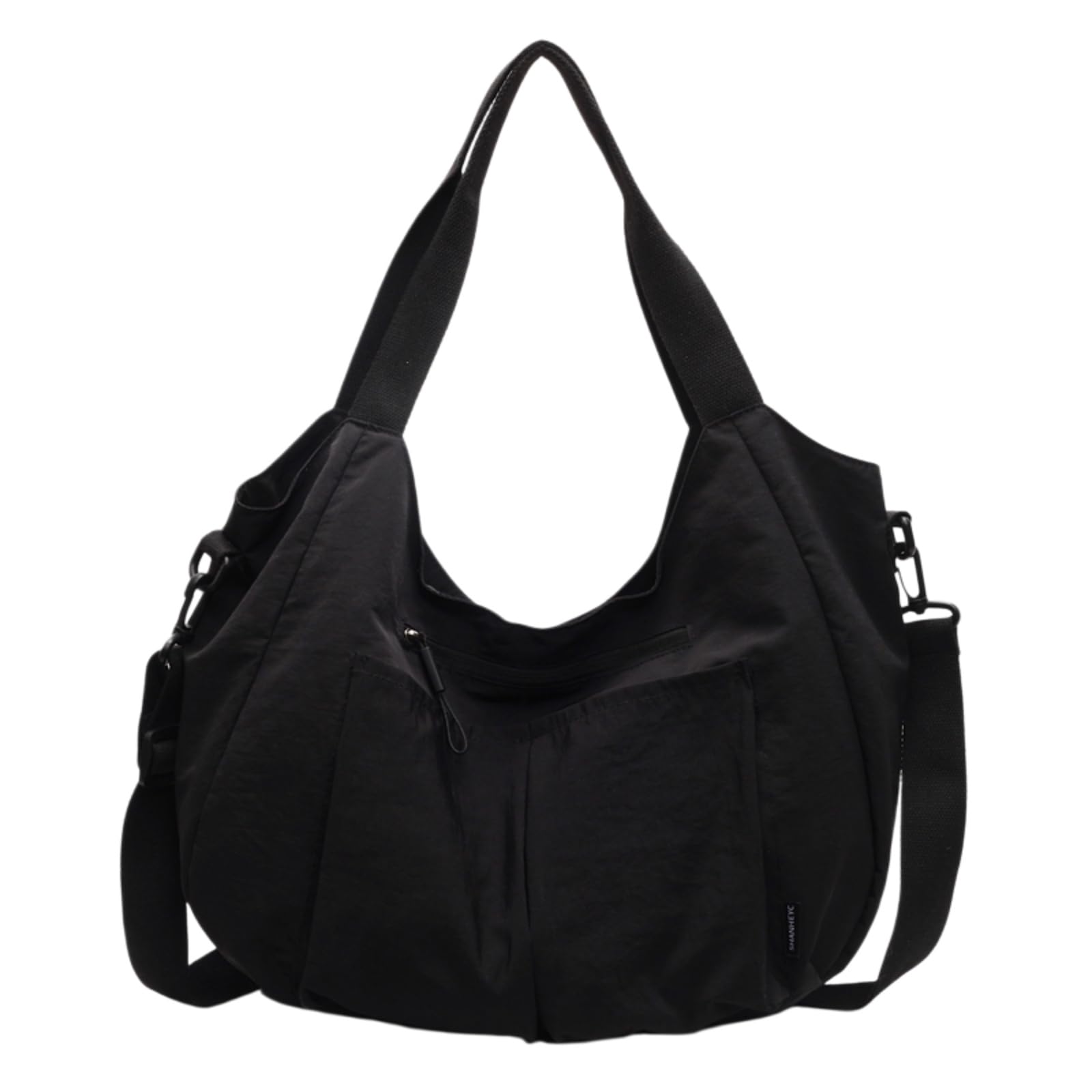 Beauty Case Borsa A Spalla in Nylon di Moda, Hobo Impermeabile Leggera con Spaziosa Archiviazione per Uso Viaggio-Black