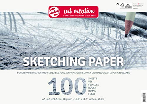 Talens Art Creation Papel De Dibujo (A3, 90 G, 100 Hojas), Textura, Blanco, 29.8 X 44 X 3 Cm