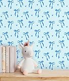 RUSPEPA Peel and Stick Wallpaper, 17.3 Inch x 6.5 Feet, Blue Bow and Love Design Self Adhesive Removable Wallpaper Decorative Waterproof Contact Paper for Cabinets, Walls