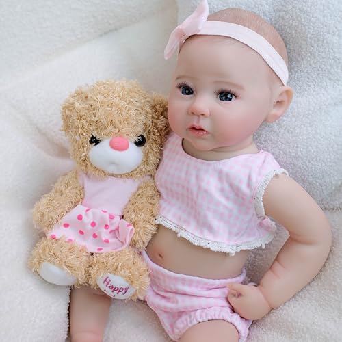 RXDOLL Realistische Reborn Baby Mädchen Silikon Ganzkörper Puppen 18 Zoll Lebensechte Neugeborene Puppe Anatomisch Korrekte Babypuppen, die wie echte Frühchenbabys Puppe aussieht – Bild 5