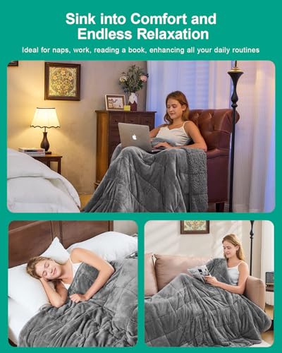 Super Fuzzy Soft Sherpa Fleece Weighted Blanket, 15 lbs Dual Sided Fluffy Heavy Weighted Blankets for Adults - No Bunching with Double Layers of Soft Inner Lining (60"x 80", 15 Pounds)