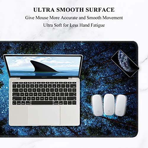 Image of Auhoahsil Large Gaming Mouse Pad, Nature Theme XXL 35.4 x 15.7 in Desk Pad Stitched Non-Slip Rubber Long Computer Mousepad Thin Extended Full Size Desk Mat for Desktop Laptop Wireless Mice, Night Sky
