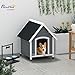 PawHut Hundehütte aus Holz Kleintierhaus mit Asphaltdach Outdoor Hundehöhle korrosionsbeständig Hundehaus mit herausnehmbarem Boden für mittelgroße Hunde 75 x 88 x 82 cm Grau