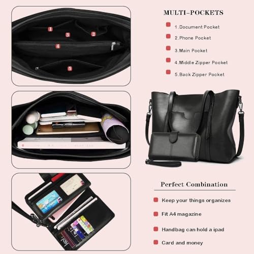 Bestou Purses And Handbags For Women Large Shoulder Tote Satchel Purse Work Bags With Matching Wallet thumb #3