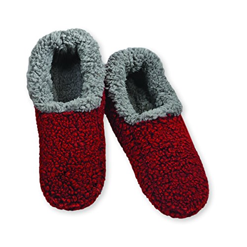 Snoozies Mens Large Nubby Non-Skid Slipper Socks - Red, Large