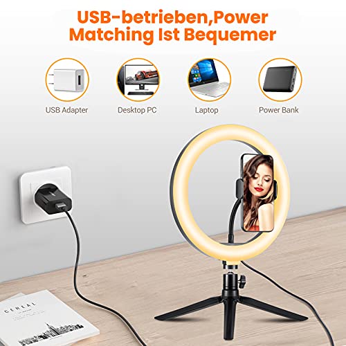 Gorrow 10 Zoll Ringleuchte mit Handyhalterung, Ringlicht mit Stativ Handy, Tiktok Light Ringleuchte mit 3… – Bild 5