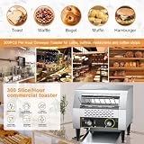 Toster Komercyjny Przenośnik 600 Plasterków/Godzinę Toster Restauracyjny Na Blacie Tostery Przemysłowe Wytrzymały Toster Przenośnikowy Ze Stali Nierdzewnej,2200W