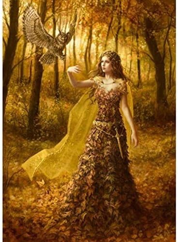 Fashion Wall Decal Needlework Full Embroidery Painting Cross Stitch Fantasy DIY Square Diamond Painting Kits Cross Stitch Owl Beauty (30x40cm/11.815.75inches)