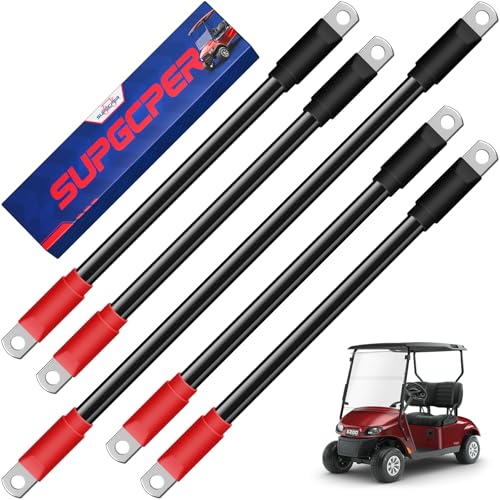 SUPGCPER EZGO Battery Cables Golf Cart Battery Cables Set Compatible with EZGO TXT 36V and 48V 1994-UP 100% Fine Stranded Pure Copper AC/DC EZGO Wiring Kit 5PCS 4 Gauge