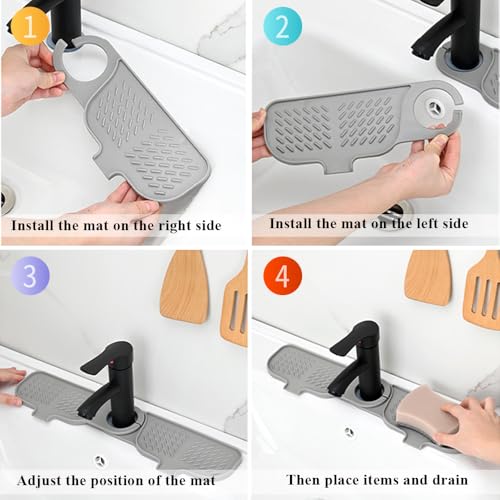 Kitchen Sink Faucet Mat, Faucet Draining Mat, Faucet Sink Splash Guard for Kitchen Sink, Sink Mat Kitchen Essentials for New Home, Drip Catcher for Kitchen, Bathroom Faucet Protector - image 2