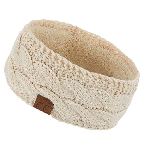 Bandeau d'hiver tricoté haut de gamme doublé polaire HW-20 HW-33 beige