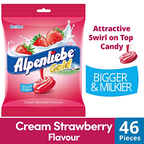 Image of Alpenliebe Gold Candy Cream Strawberry Flavour 184 gm (46 Pieces) (Pack of 5)
