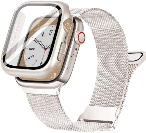 Mesh Loop Magnetic Band Compatible with Apple Watch 8/7 41mm with Case, Stainless Steel Mesh Milanese, Adjustable and Comfortable