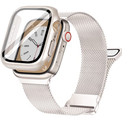 Mesh Loop Magnetic Band Compatible With Apple Watch 8/7 41Mm With Case, Stainless Steel Mesh Milanese, Adjustable And Comfortable #TOP27