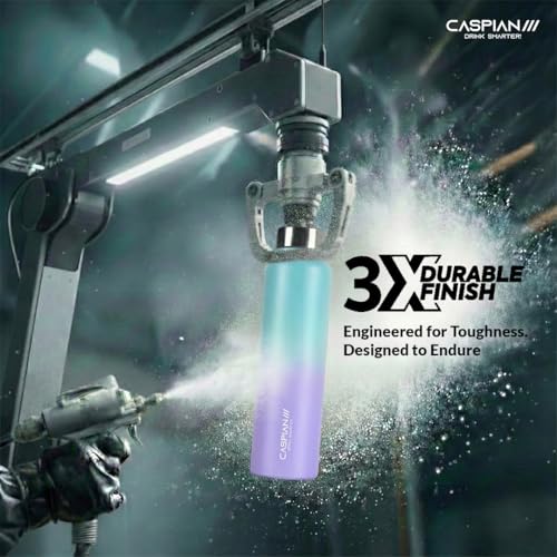 Image of CASPIAN / / / Astra ISI Certified Stainless Steel Water Bottle 1ltr.(Purple & Green, 1 Litre) | Leak Proof Thunder for Fridge Home Office Travel School Kids Boys Girls Adults Sports Gym Gift |BPA Free
