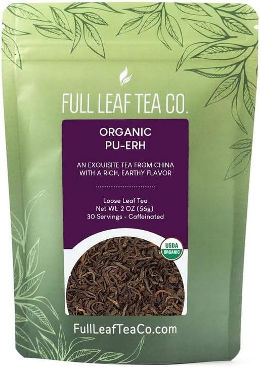 Amazon.com : Organic Pu-erh Loose Leaf Tea - 2 oz Bag (approx. 30 ...