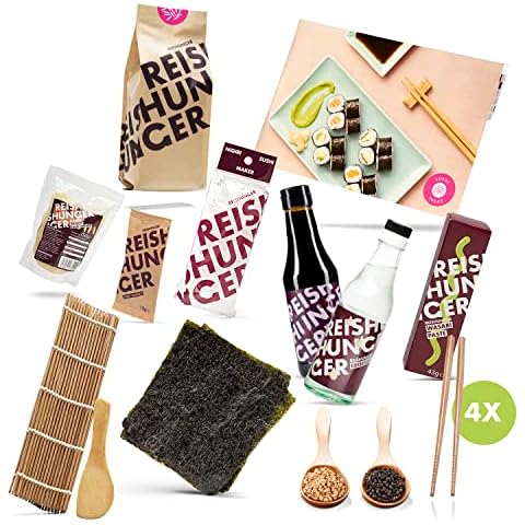 REISHUNGER Premium Sushi Making Kit with Sushi Booklet - 13-Piece Complete DIY Set with Sushi Maker, nori Seaweed, Sushi Rice, etc Cover