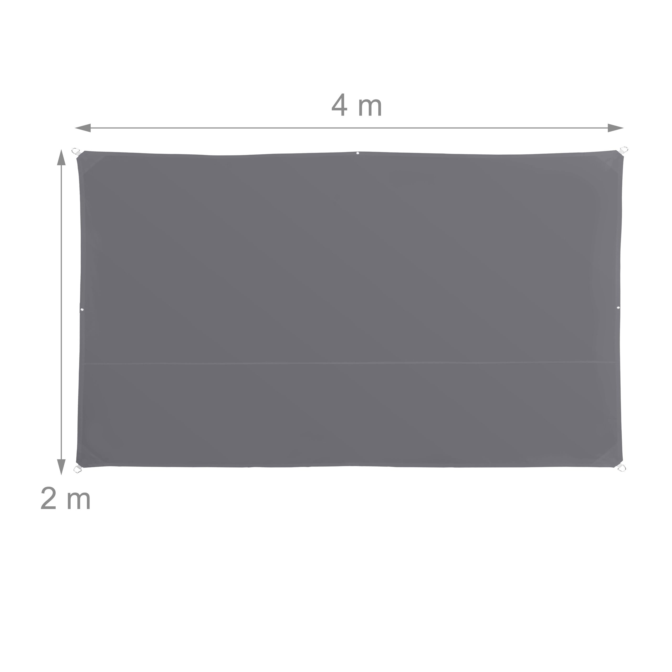 Relaxdays Tenda a Vela Rettangolare, Idrorepellente, Anti UV, Corde di Supporto, Terrazza e Giardino, LxP: 2x4 m, Grigia