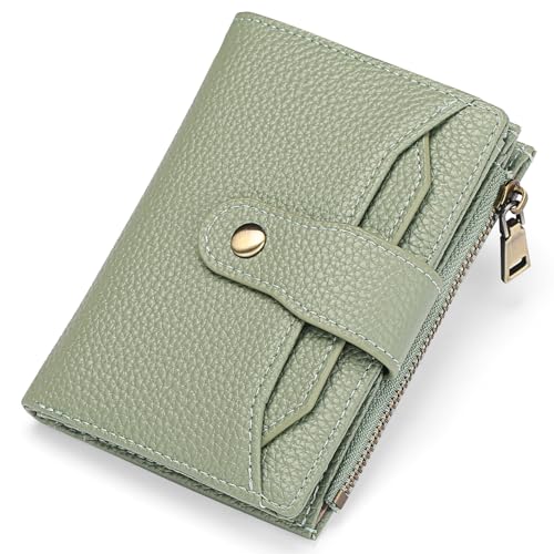 Image of GAEKEAO Small Wallets Woman RFID Blocking Leather Bifold Card Holder Wallets with Zipper Pocket Removable ID Window