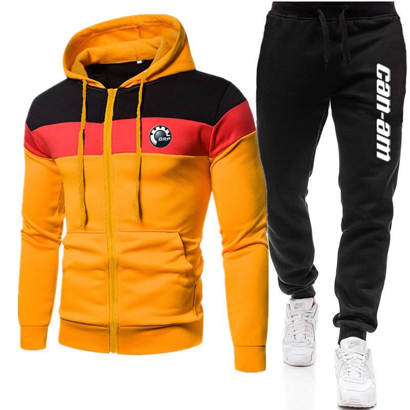 Tuta da uomo Set tuta da jogging can-am Giacca con zip con cappuccio + pantaloni abbigliamento sportivo Asuale/B/M