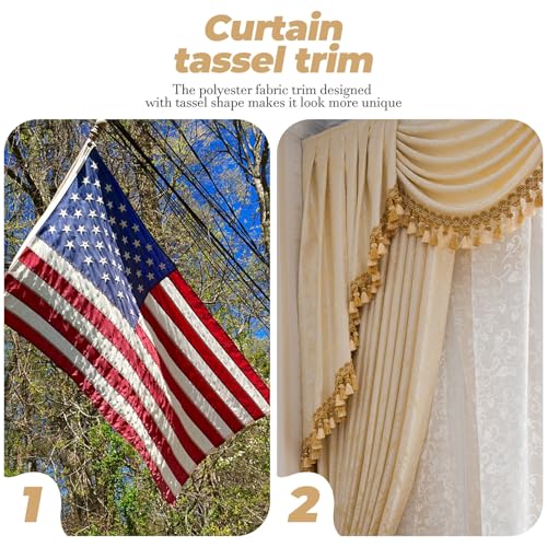 Garniture en polyester supérieure avec pompon décoratif à franges dorées de luxe - 8
