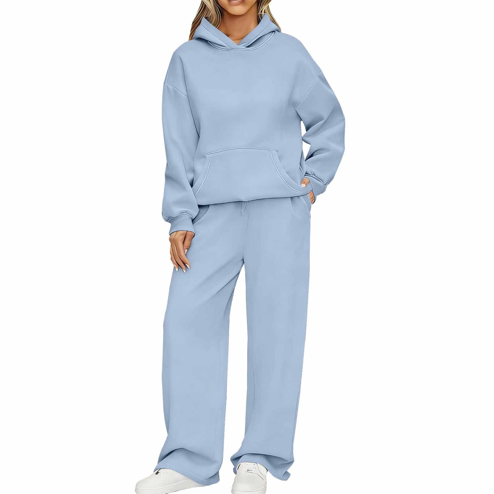 Survêtement pour femme - Baggy - Survêtement pour femme - Grandes tailles | Survêtement 2 pièces avec poche kangourou, sweat à capuche uni avec pantalon de jogging, coupe régulière