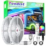 TENDIST 40FT RV Awning LED Light Strip, Camper Awning Lights Waterproof Underglow Led Light kit for RV Canopy Exterior, Travel Party, Van, Camper