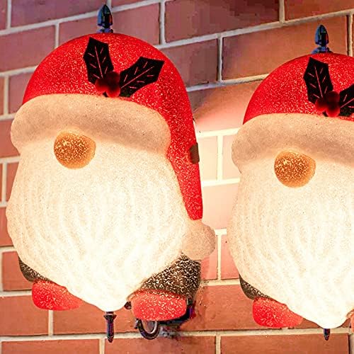 Paquete de 2 cubiertas de luz de porche de Papá Noel de Navidad para exteriores, postes de luz rojoscubiertas de lámpara para decoración de puertas
