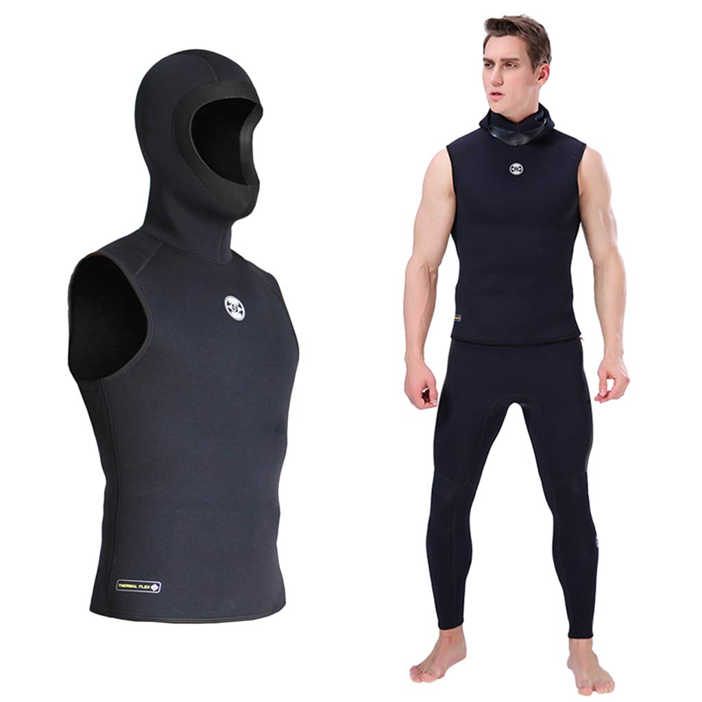 Gilet de plongée homme néoprène 3 mm sans manches capuche pour plongée surf natation voile