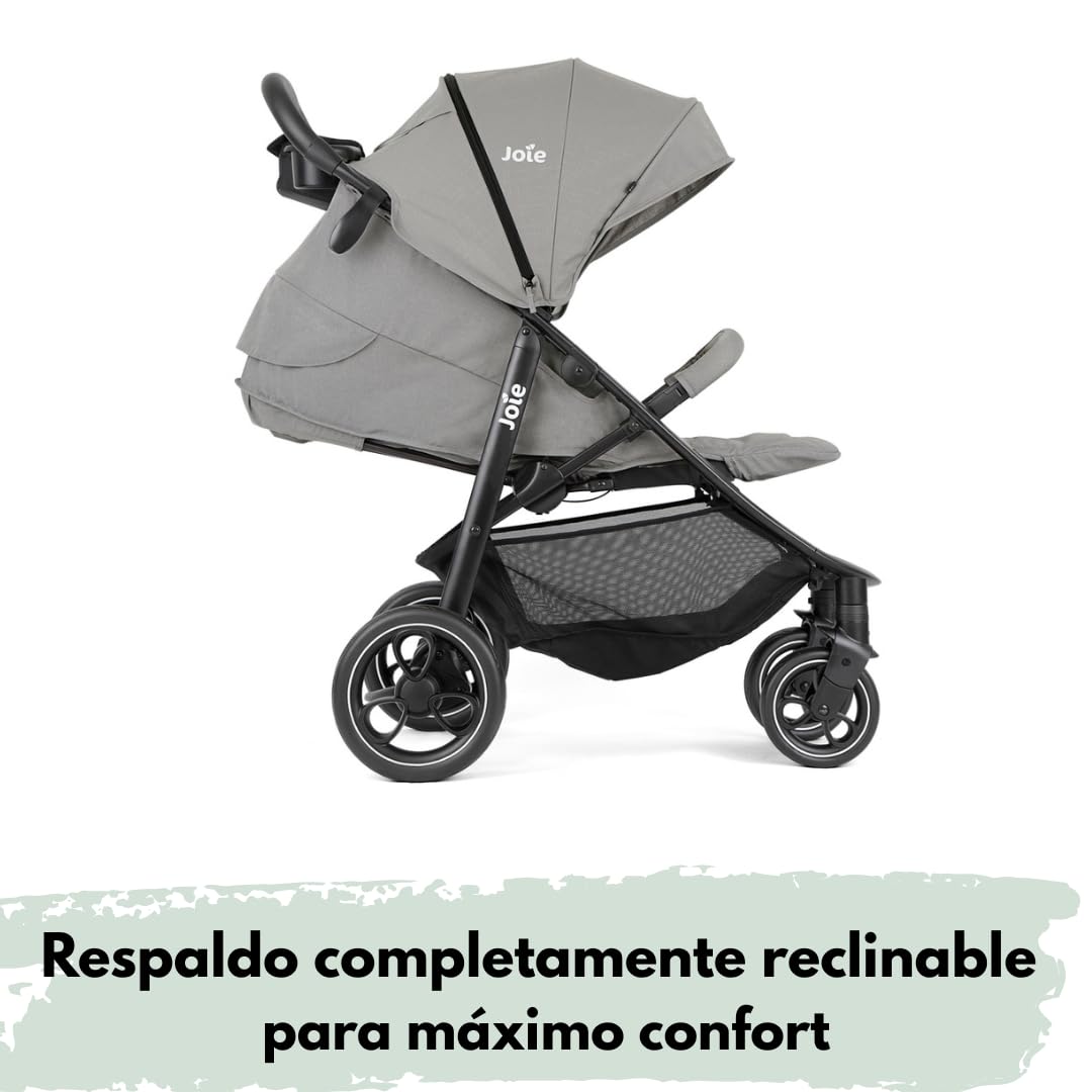 Joie Litetrax Set de Carrito Bebé con Saco Térmico | Silla de Paseo Ligera y Compacta con Suspensión Flex - Plegable con una Mano - Capota UV 50+ - Ruedas Antipinchazos - Pebble
