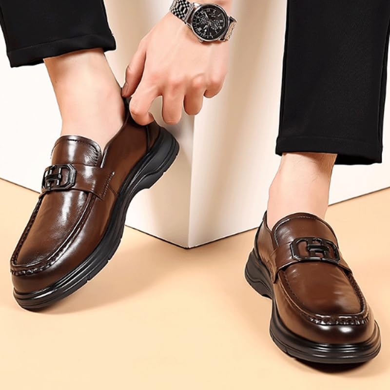 Men's Fashion Square Toe Faux Patent Leather Tuxedo Dress Shoes Work Office Business Height-Increasing Shoes2