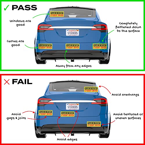 Stickios Student Driver Sticker - No Magnets - Removable Non Magnetic New Driver Stickers For Cars & Windows - Student Driver Signs For Cars (2Pk) #TOP5