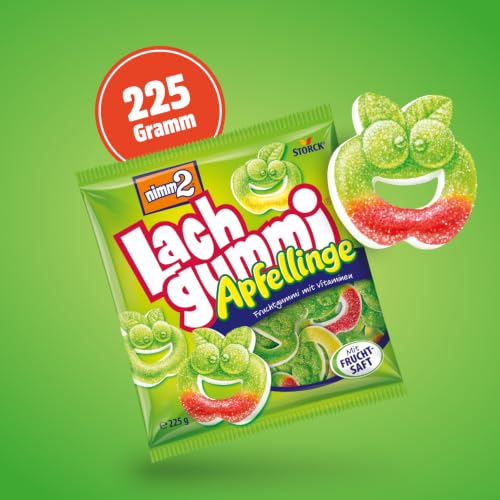 nimm2 Lachgummi Apfellinge, saure Fruchtgummis mit Apfelsaft - 1 x 225 g – Ansicht 3