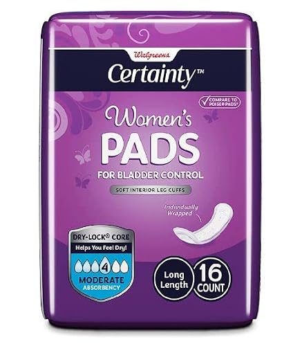 Walgreens Certainty Women's Bladder Control Pads Moderate Long 16.0ea