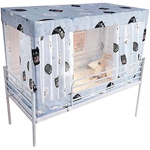 RTHOMR Bed Curtains Blackout Mosquito Net Dormitory Bed Tent Upper Bottom Bunk Breathable Canopy Bed Curtains for Children Bedroom Home Decor,Black,90 * 190 * 95cm Cover