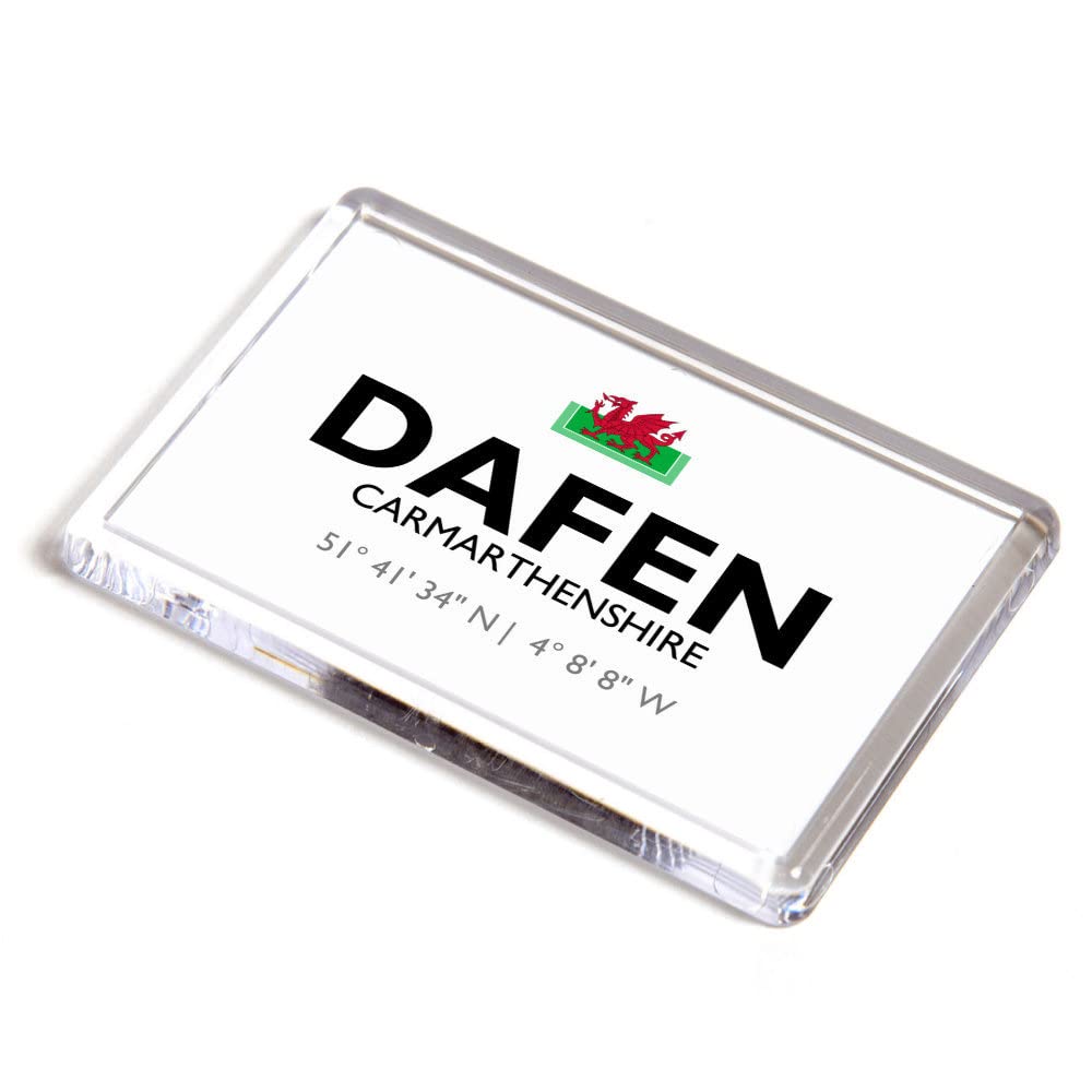 FRIDGE MAGNET - Dafen, Carmarthenshire, Wales - Lat/Long SN5201