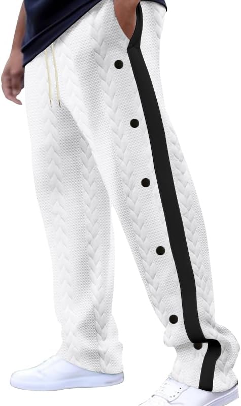 Mens Youth Loose Fit Sweatpants Button Jogging Pants (Not Tear-Away Pants) Sports Running Basketball Sweatpants - Image 2