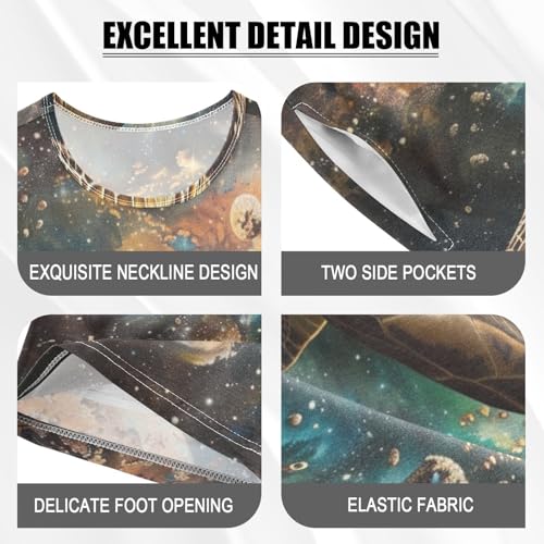 ALAZA Turtle in Space Pajama Set Short Sleeve Sleepwear Soft Lounge Nightwear4