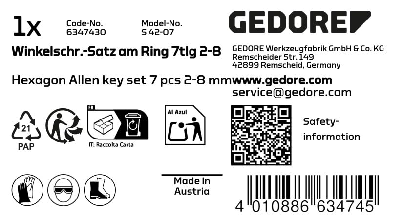 Gedore Angle Screwdriver Set S 42 - 07, Partial, 2-8 mm - Image 3