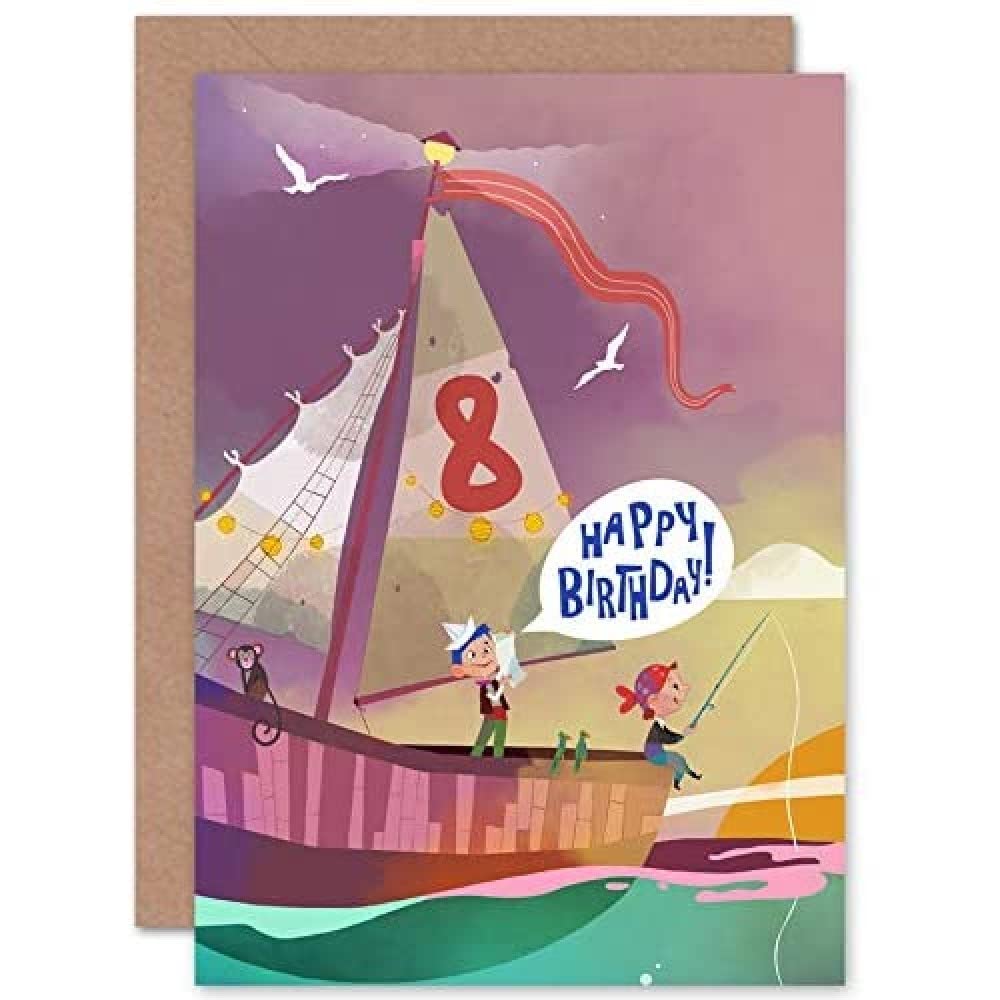 Artery8 - Boys 8th Birthday Card - Pirate Map Design