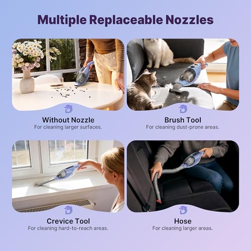 Image of Shop-Vac DolphPower Handheld Vacuum Cordless, Powerful Portable Car Vacuum Rechargeable, Hand Vac with Multiple Nozzles, Lightweight Hand Vacuum for Home & Car, Washable Filter, Blue