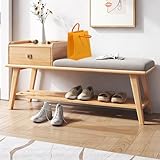 WXZXWXZX Zapatero Entrada Recibidor Banco Zapatero con Asiento Banco Almacenaje Banco Pie de Cama Banqueta Dormitorio Mueble Zapatero con Asiento para Sala de Estar Pasill Guardarropas(Wood Color)