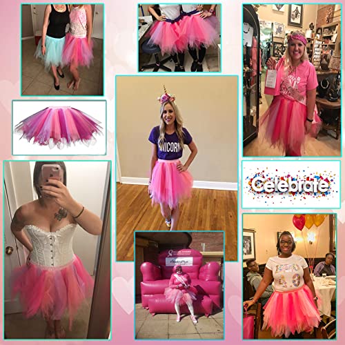 Topdress Women's 1950S Vintage Tutu Petticoat Ballet Bubble Skirt (26 Colors) Coral Fuchsia M #TOP1