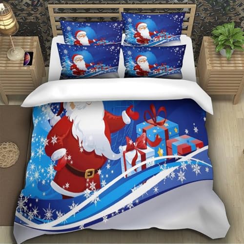 Housse de couette Noël microfibre super douce 3 pièces lit King durable - 5